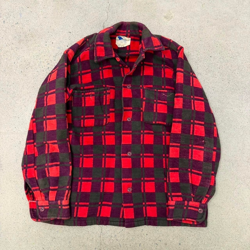Vintage Champion Flannel Red Button Down Lumberjack 60s/70s (Size Large)